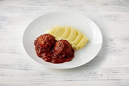 Ёжики в томатном соусе с картофельным пюре в Пироговом Дворике